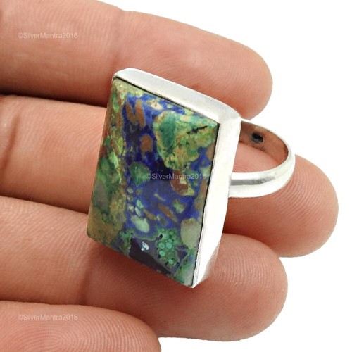 Azzurrite Malachite Pietra 925 Argento Sterling Cocktail Moda Anello Gioielli US
