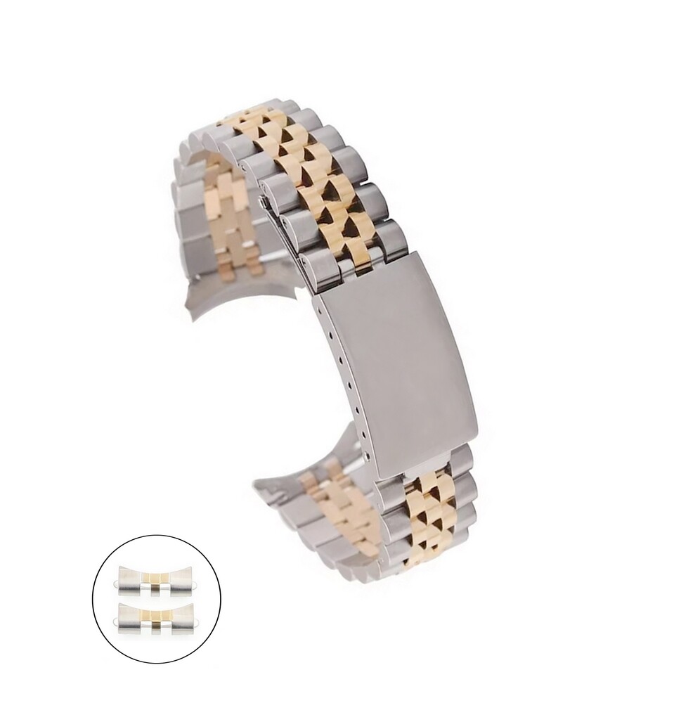 Vintage Jubilee Edelstahl Uhrenband Modell RLX-40-SG bicolor 18 mm,  Rolex