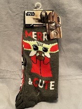 NEW Star Wars Mandalorian The Child Grogu Trooper Christmas 2 Pair Long Socks