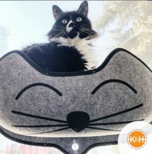 K H Pet Products - EZ Mount Window Bed Kitty Sill - Gray w/Kitty Face 27"x11"x6"