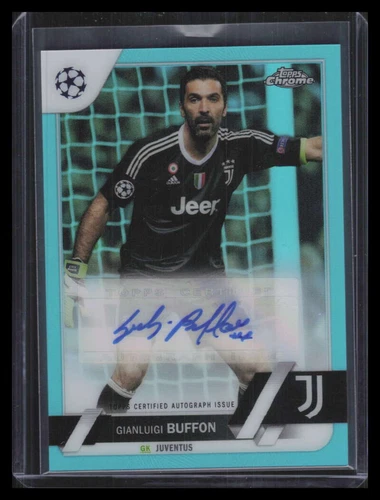 2022-23 Topps Chrome UEFA Autographs Aqua Refractor Gianluigi Buffon Auto 24/199