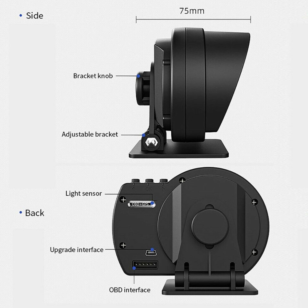 OBD2 GPS Auto Head Up Display Gauge Smart Car HUD Gauge Digital Speedometer