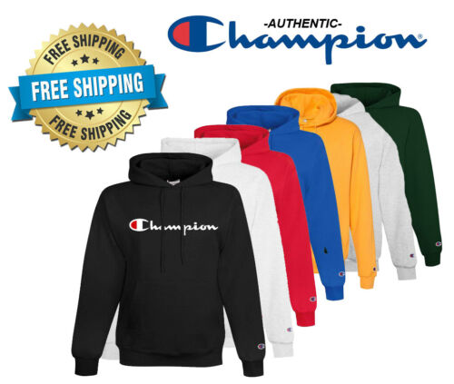 Champion Mens Classic Script Logo ECO Hoodie---Brand New---S-2XL |