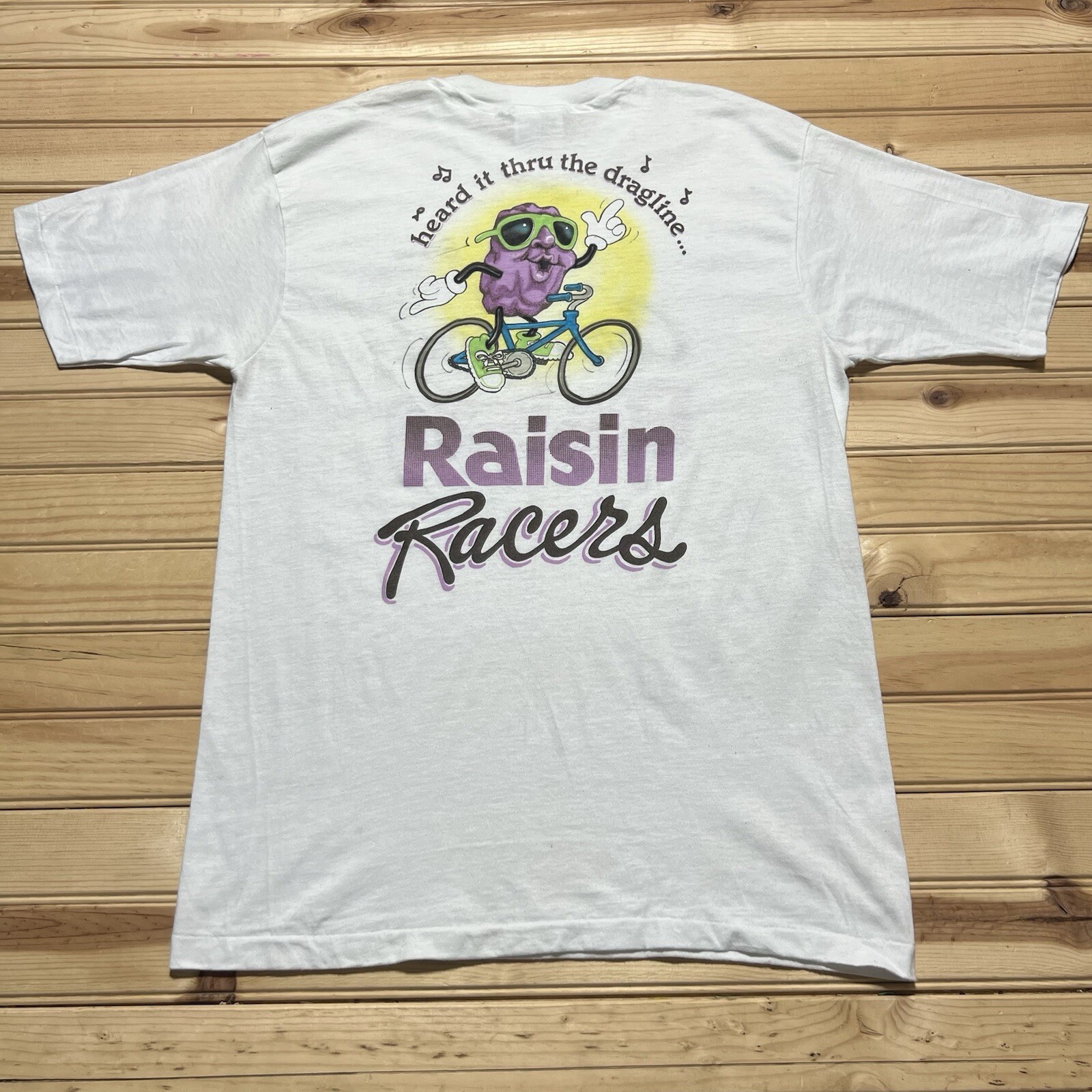 Vintage 80s Heard It Through Dragline California Raisins Racers Shirt Size Large