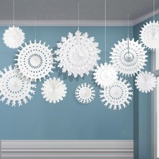 CHRORINE 16 Pcs Christmas Winter White Paper Snowflake Decorations, Christmas...