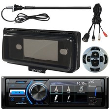 Motorcycle Bluetooth Receiver w/Cover, Wired Remote, Antenna, AUX Interface