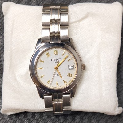 Tissot PR 50 Swiss Made Quartz Date White Dial Roman SS Bracelet 30m