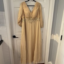 JJ's House Empire V-Neck Full Length Mother of the Bride Dress Sz 18 Champagne