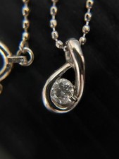 pt900/pt850 natural diamond 0.1ct pendant ball chain necklace