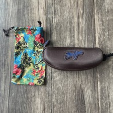 MAUI JIM Zippered Semi Hard Brown Sport SUNGLASSES CASE POUCH