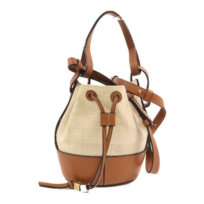 LOEWE GHW Mini Balloon 2 Way Shoulder Bag Handbag Canvas/Calfskin Brown/Beige