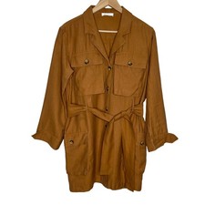 Anine Bing Kaiden Dress Womens XS Brown Utility Pockets Belted Slouchy FLAW