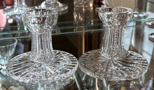 Waterford Crystal Lismore Candlestick Holders Pair Vintage
