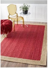 Tappeto in canapa fatto a mano - Tappeto geometrico in iuta intrecciata boho ...