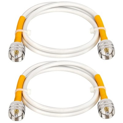 MOOKEERF RG8x Jumper Cable 3ft, 2 Pack CB Coax 50 Ohm, UHF PL259 Male to Male...