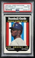 KEN GRIFFEY JR. PSA 10 1989 BASEBALL CARD MAGAZINE #63 ROOKIE STARS HAND CUT 170