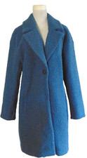 WORTHINGTON Womens Blue Coat Sherpa Teddy Fleece Boucle Spring Wear Jacket L
