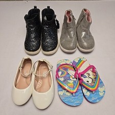 4 Pair Lot Girls Toddler Dress Shoes Booties Sz 7 Multi Colors Slip On Side Zip