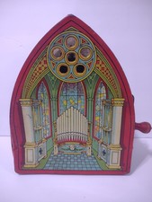 Vtg J. Chein Tin Litho Church Organ Melody Toy Crank Wind Up  Made USA  READ 