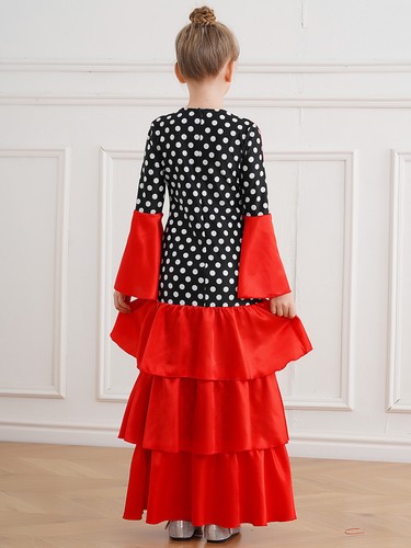 Mädchen Tanzkleidung Performance Maxi Prinzessin Kostüm Ballsaal Kleid traditionell - Bild 9 von 27
