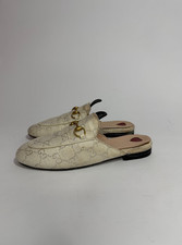 Gucci Grey/Silver Canvas Princetown Mules Size 36 EU/6 US / 3 UK