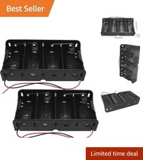 2-Pack 4-Slot D Cell Battery Holder for 1.5V Batteries - Sleek Black Design