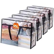  Pack Clear Clothes Storage Bags Plastic Blanket Storage Bag, Vinyl 95L 4