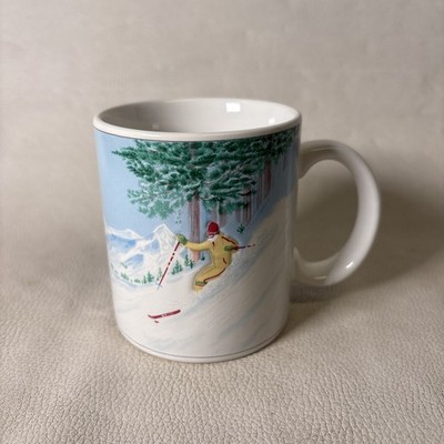 VTG OTAGIRI Japan SKIING Snow Ski Mountain Chalet Coffee Mug RARE-2 Side Design