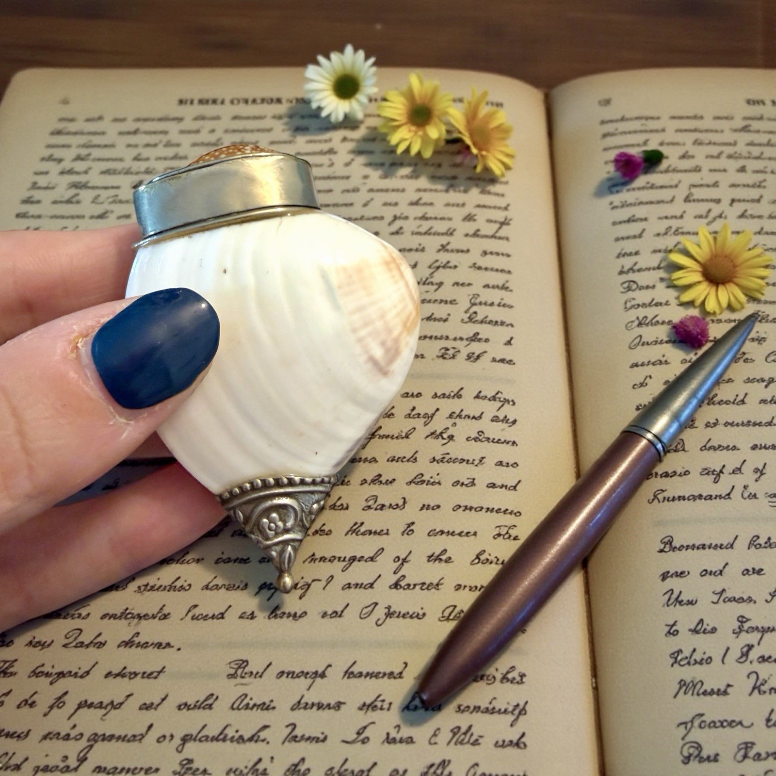 Tabacchiera Da Fiuto Orientale Realizzata In Conchiglia Vintage Objet De Vitrine