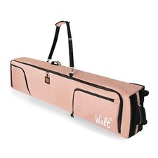 Rolling Ski Bag,Padded Snowboard Bag with Wheels for Air Travel, 190 Lightpink