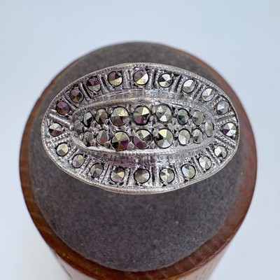 Markasiten Pavé Set Statement Ring Vintage massiv Sterling Silber 925 Gr. 7,25
