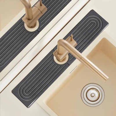 Diatomite Sink Mat around Faucet, Instant Dry Stone Sink Tray Cleaning Tools ...