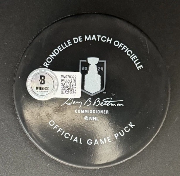 Официальная шайба с автографом финала Кубка Стэнли Александра Баркова из Florida Panthers сертификат подлинности - Изображение 2 из 2