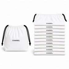 CHANEL Cotton Drawstring Dust Bag Cosmetic 25.4x15x11.4cm White Pouch Set Of 10p