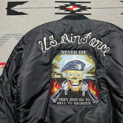 Vintage MA-1 Military Flight Bomber Jacket Chain Stitch Patch