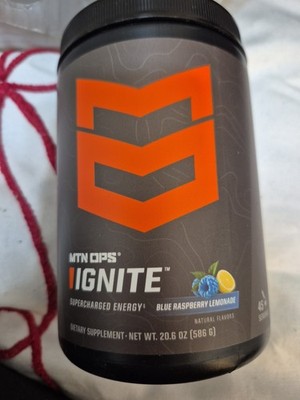 MTN OPS Ignite Blue Raspberry Lemonade Energy Drink Mix 20.6 Oz Energy 45 Servin