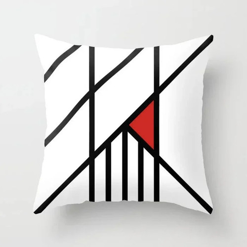 Black Red Geometric Pattern Cushion Cover Car Home Decor Sofa Pillow Decoration - Picture 43 of 48