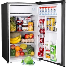Upstreman 3.2 Cu.Ft Mini Fridge with Freezer, Single Door Dorm Refrigerator Blac