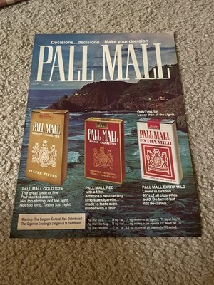 Vintage 1977 PALL MALL RED GOLD 100's EXTRA MILD CIGARETTES PRINT AD 1970s