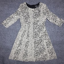 Adrianna Papell Womens Snakeskin Print Fit & Flare Dress Black White Size 12