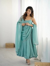 Elegant Crunchy Silk Anarkali Gown with Swarovski Work, Dupatta  Pants