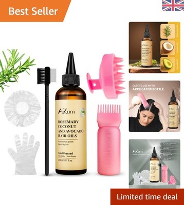 Komplettes Haaröl-Set - 150 ml pflegende Avocado-, Kokos- & Rosmarin-Mischung