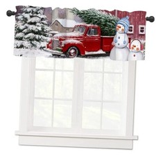 Christmas Valance Curtains 54x18 Inch Snowman Truck Tree Winter Rod Color 08