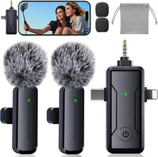 Wireless Mini Lavalier Microphone for iPhone - 3 in 1 Bluetooth Microphone with