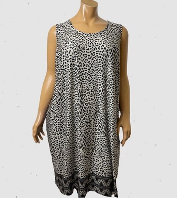 Catherine s Womens Dress Size 3XW Petite  Brown Animal Print Stretch Plus