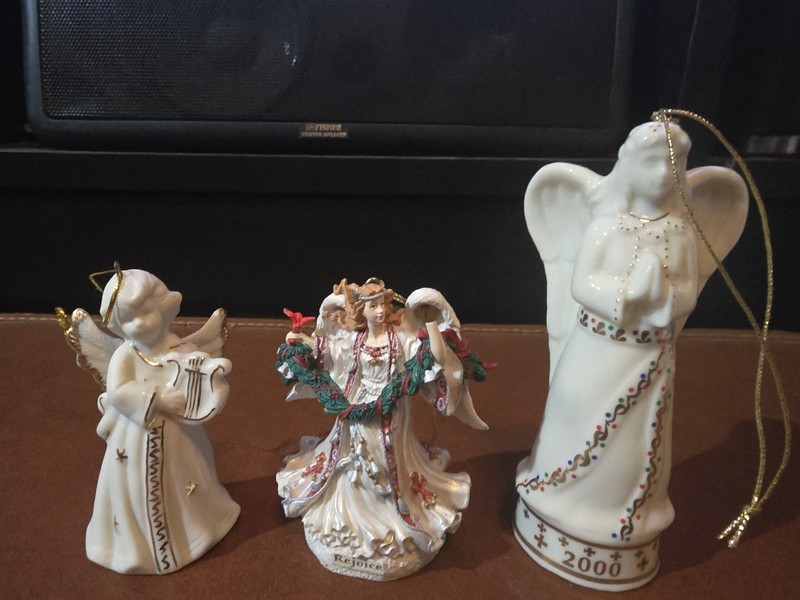 3 Glass Angel's Christmas Decorations Vintage Style