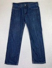 Levis 505 Jeans Mens 36x32 Blue Denim Straight Leg Zip Fly Regular Fit Red Tab