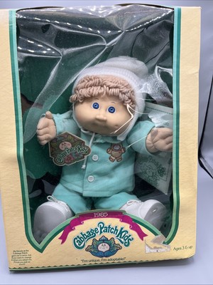 1985 cabbage patch doll new in box Danford Lorenzo Blonde Blue Eye Yarn Hair