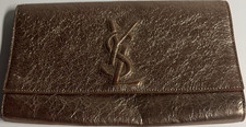 Saint Laurent Bronze Solid Pattern Wallet for Women with YSL Accents
