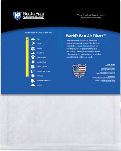 Nordic Pure 16x20x 1/2 Half Inch Ring Panel MERV 10 Furnace Air Filters 6 Pack - Picture 2 of 6